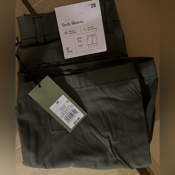 𝅺goodfellow Mens 9” Slim Fit Chino Shorts Green 28” - Picture 4 of 4